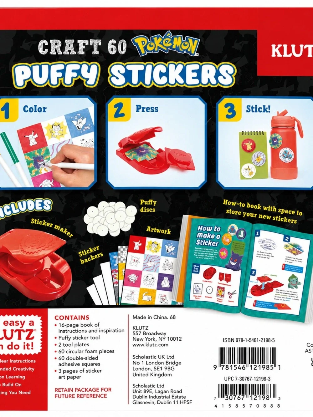 Pokemon Puffy Stickers Book & Creative Kit - Yellow, Blue, Red, White, Black